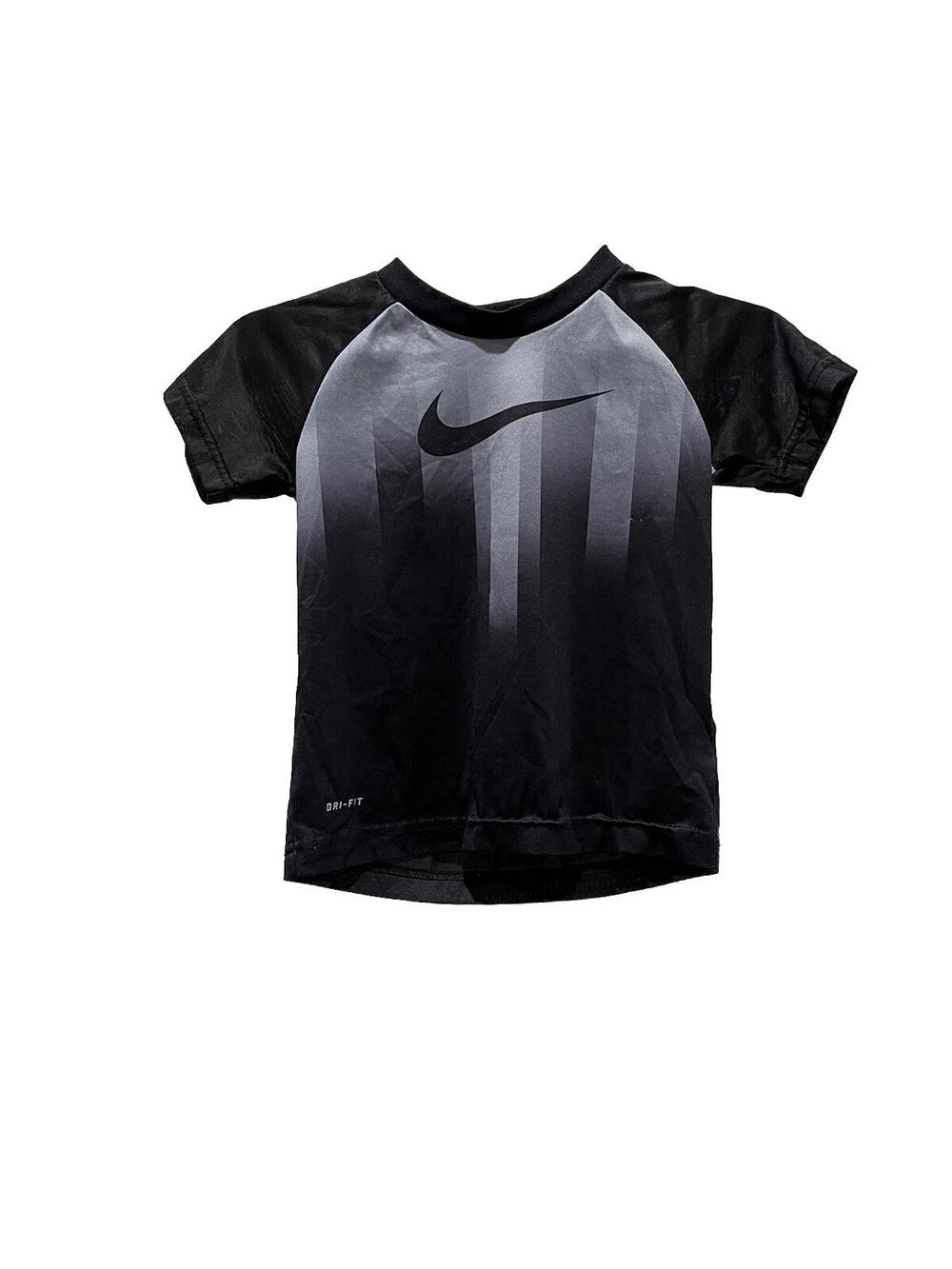Nike Kids Black Gray Dri-Fit Tee Size Youth 4-5 / Small Swoosh Logo